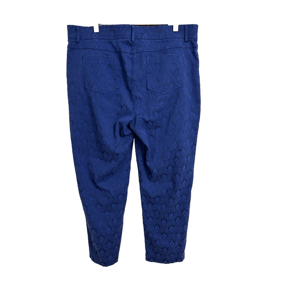 89th & Madison Women's 16 Cobalt Blue Cropped Pants Geometric Colorful BOHO - Picture 2 of 7